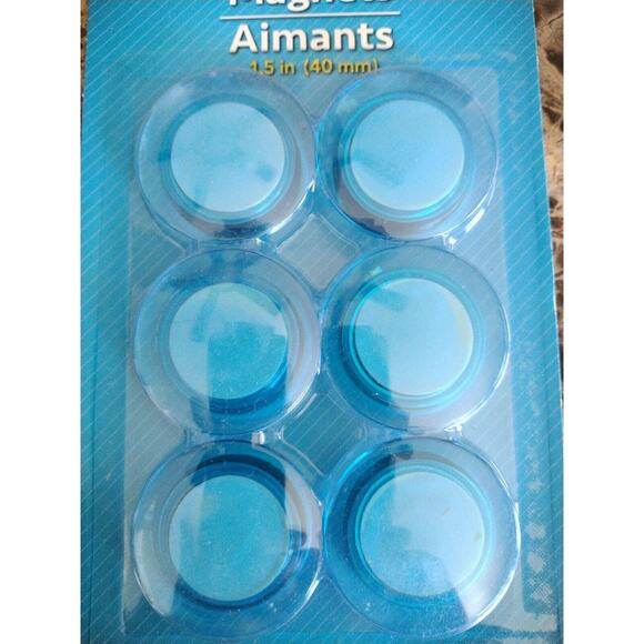 Very Strong Disc Magnets (6 Pack) for Kitchen, Crafts, Utility Use BLUE - Picture 1 of 8
